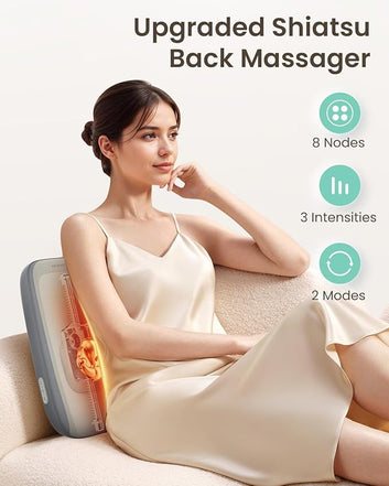 Snailax Shiatsu Neck & Back Massager with Heat – Deep Tissue Kneading Massage Cushion for Home & Office
