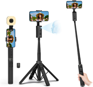 AI Smart Tracking Selfie Stick & Tripod – 360° Auto Face Follow with Gesture Control