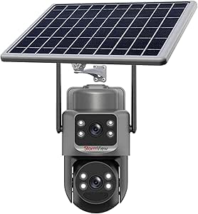 Triple Lens Security Camera, 4G Solar Power Outdoor Surveillance System, 3-Way 2MP HD View, Motion Detection, 2-Way Talk, 32,000mAh Battery, for Farms