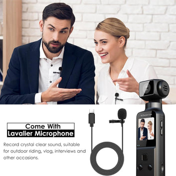 HandiCam 4K Body Camera with External Microphone |Rotation & Image Stabilization |  Portable Wearable Recording Device