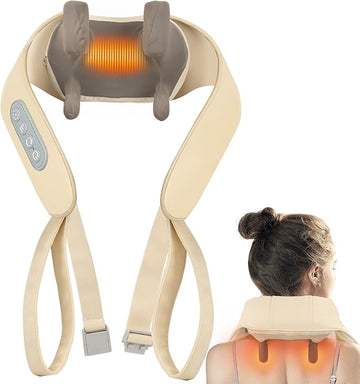 Shiatsu Neck and Back Massager with Soothing Heat, 6D Rotation Deep Tissue Electric Pillow, Kneading Massager and Simulated Human Hand Grip