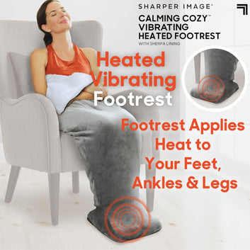 Calming Cozy Vibrating Heated Footrest with Sherpa Lining – 3 Heat Levels, 3 Massage Modes, Soft Heated Foot Warmer for Feet, Ankles & Legs