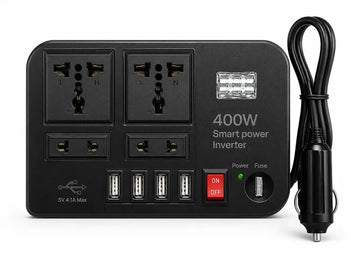 Multi-Port Smart Power Inverter – DC 12V to AC Car Adapter with Fast-Charging USB & Type-C Ports