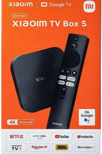 Xiaoim Mi Box S (2nd - 3rd Gen) – 4K Ultra HD Streaming Media Player, Google TV & Assistant, Dual-Band WiFi, Remote Included – Black