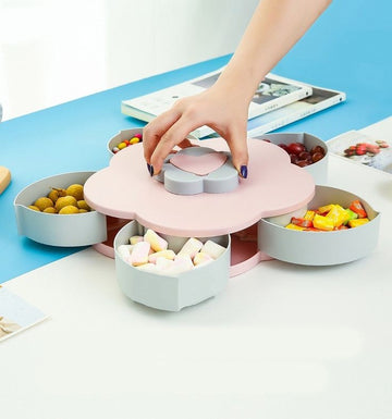 Candy Box Storage | Rotating Flower Shape Snack & Candy Storage – 5 Compartments
