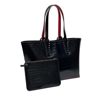 Christian Louboutin Bag | Cabata In Black Crocodile-embossed Calfskin Leather