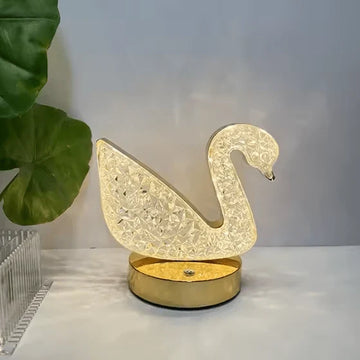 Crystal Swan LED Table Lamp – Decorative Ambient Night Light