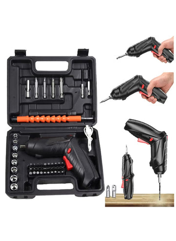 45-in-1 USB Rechargeable Electric Screwdriver Set – Foldable Design with Forward/Reverse & Drill Mode + Durable Storage Case