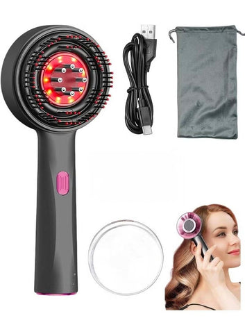 Scalp Massage Brush with Built-In Oil Applicator & LED Therapy – USB Rechargeable