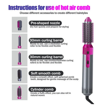 5-in-1 Hot Air Brush – Hair Dryer, Styler & Volumizer